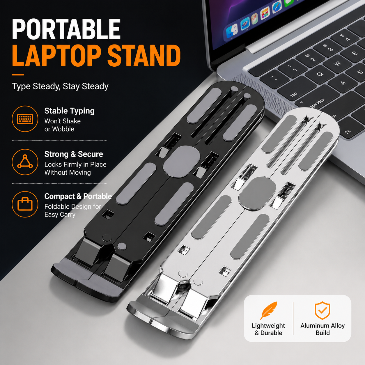 Portable & Foldable Ergonomic Laptop Stand  Ultra-Slim, Stable & Lightweight