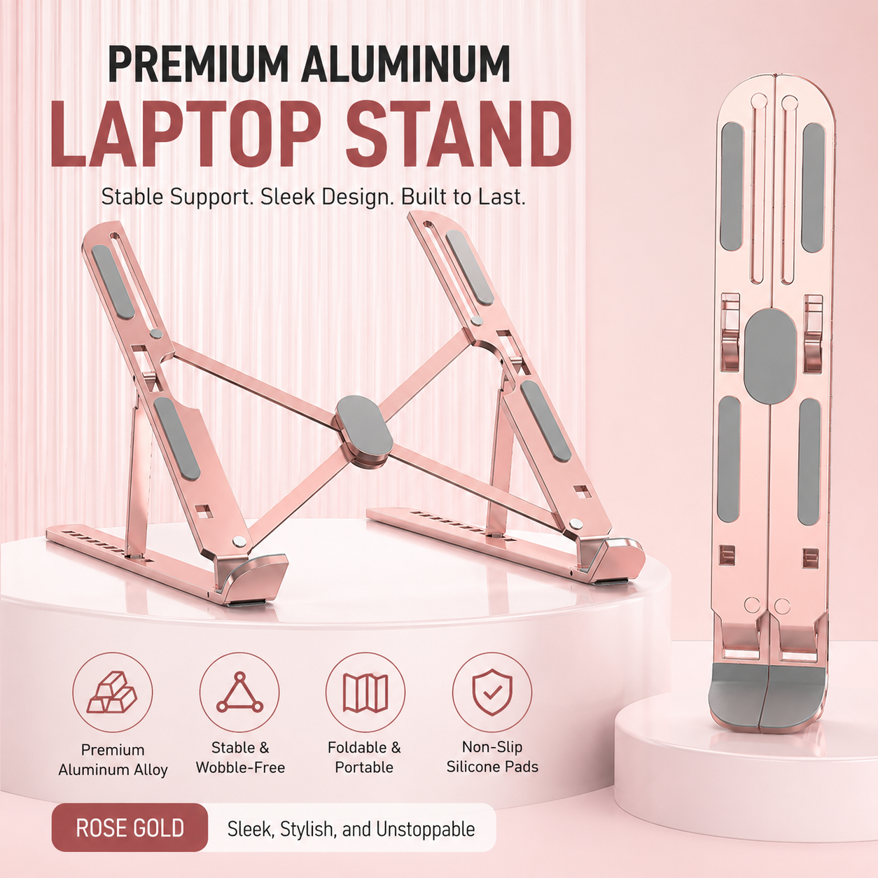Portable & Foldable Ergonomic Laptop Stand  Ultra-Slim, Stable & Lightweight