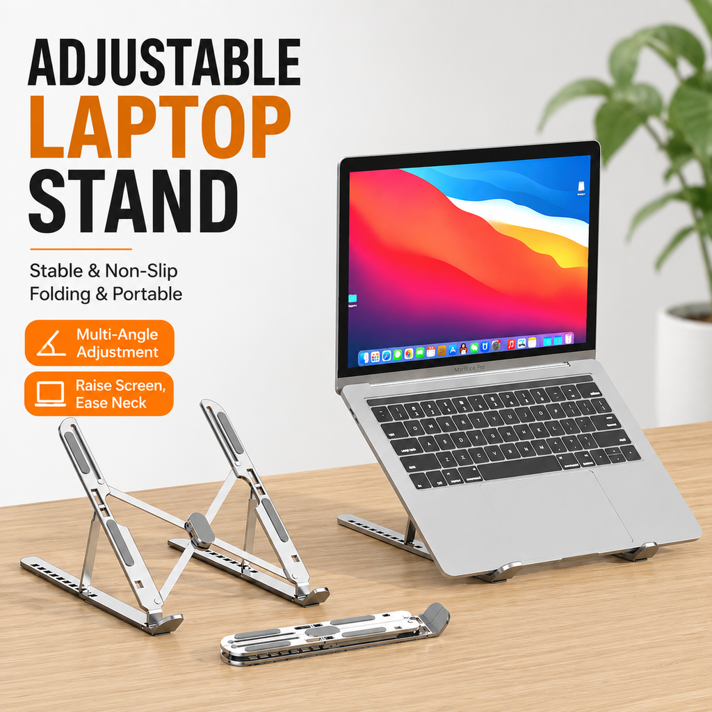 Portable & Foldable Ergonomic Laptop Stand  Ultra-Slim, Stable & Lightweight
