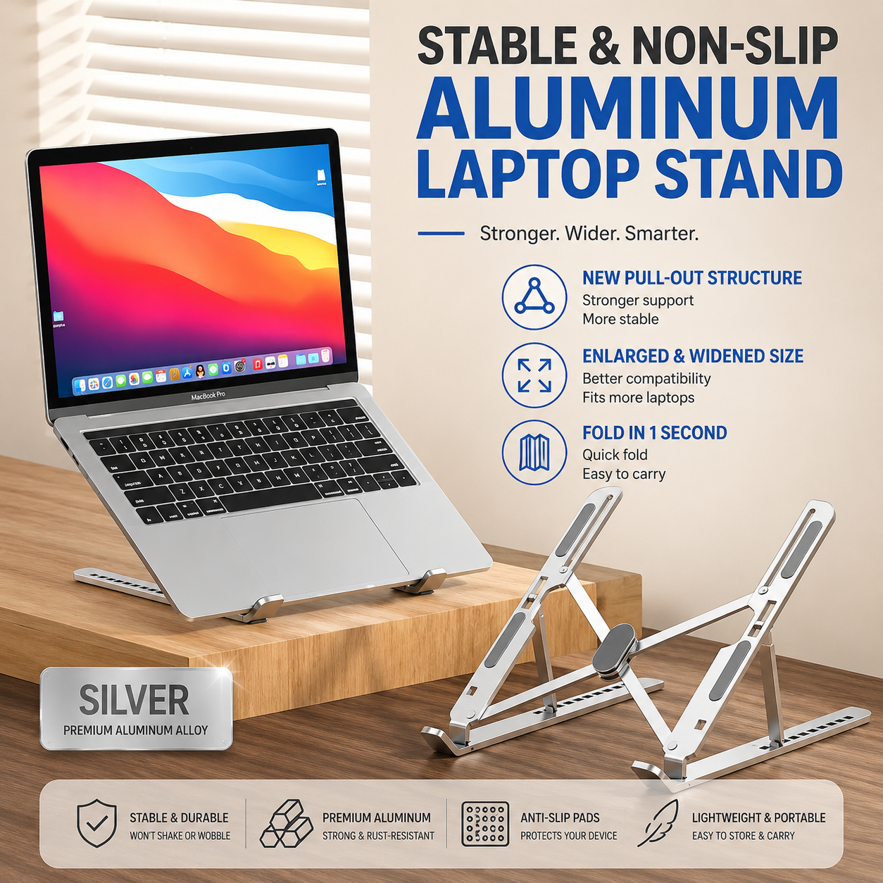 Portable & Foldable Ergonomic Laptop Stand  Ultra-Slim, Stable & Lightweight