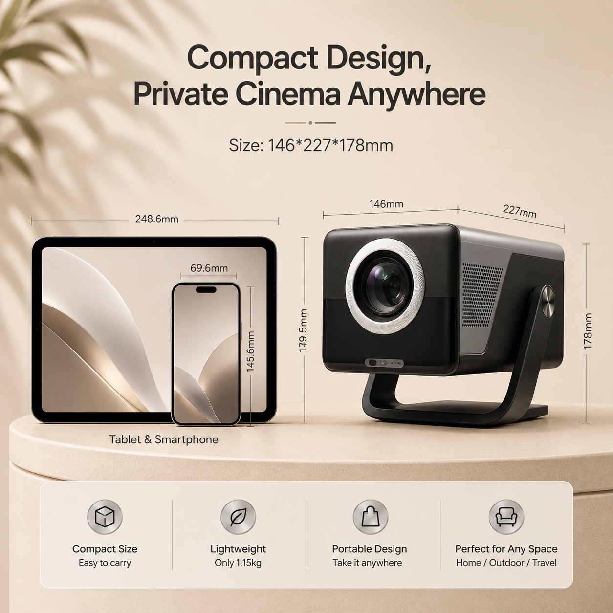 Google TV Smart Projector / Beamer – 800 ANSI, 1080P Native Full HD