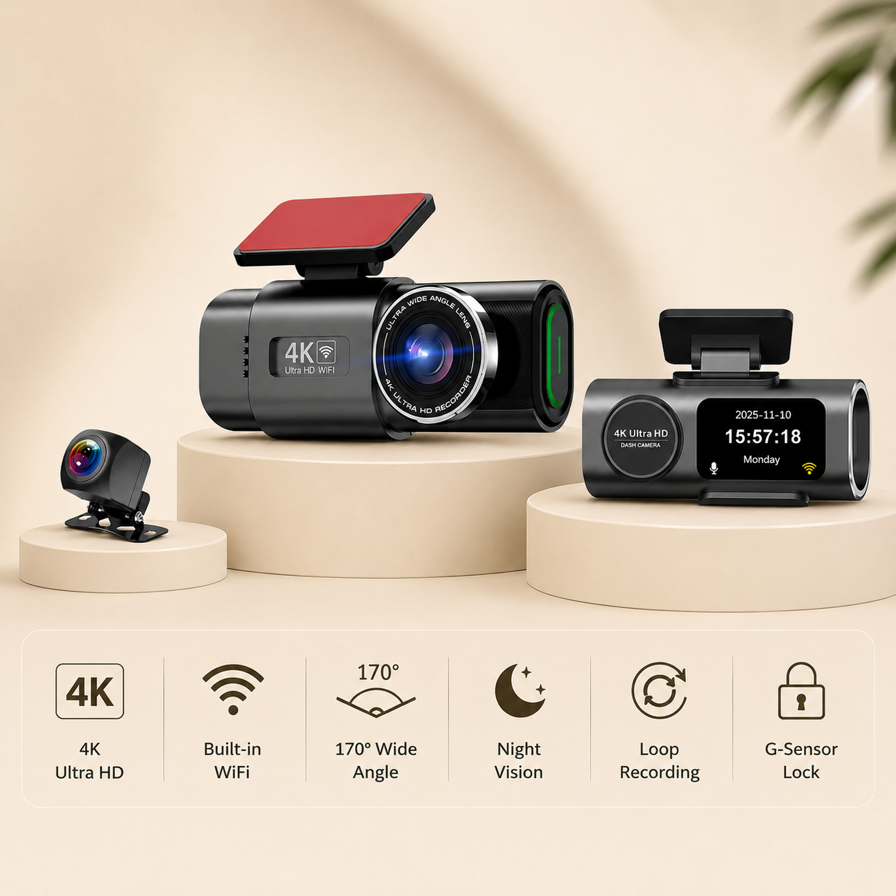 4K Dual Dash Cam with WiFi and GPS